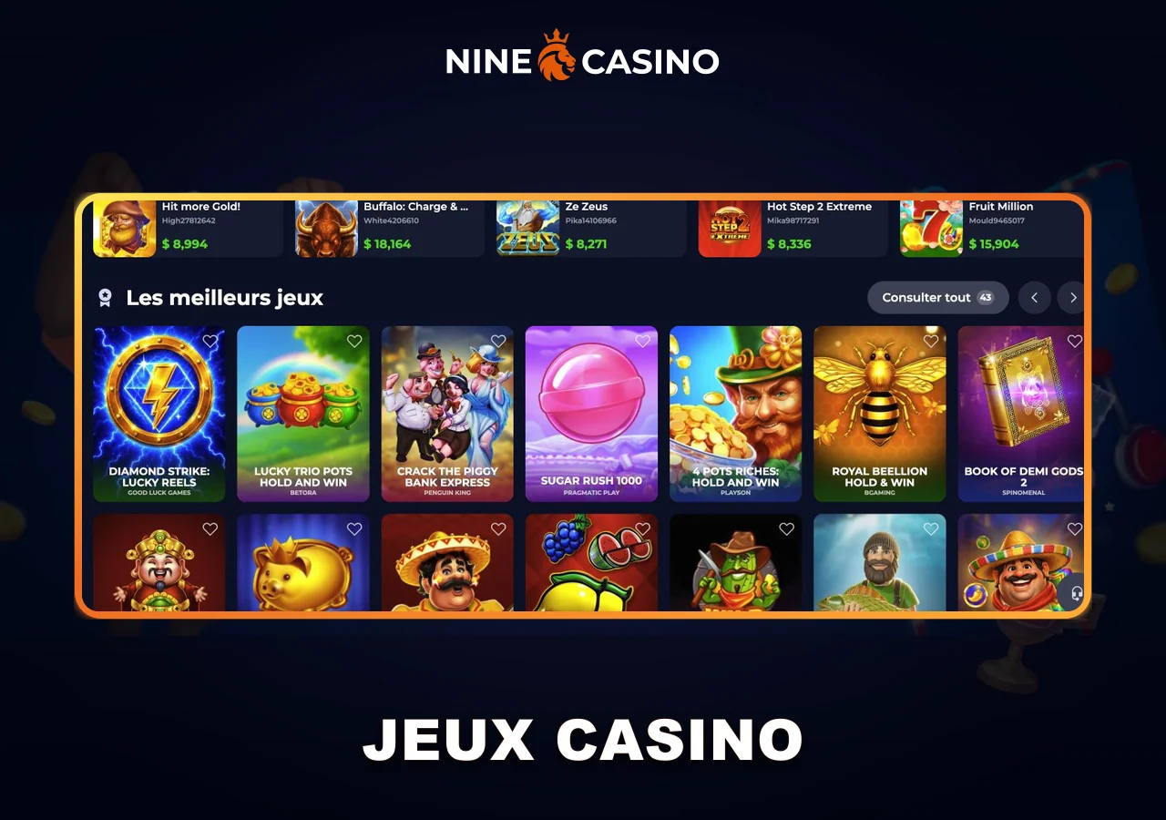 Jeux et machines à sous Nine Casino